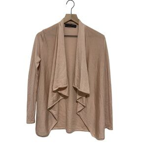 Ralph Lauren Open Front Cardigan Beige Long Sleeve Lightweight Drape Size M